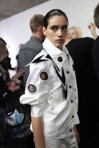 Backstage at Thomas Tait Spring 2016