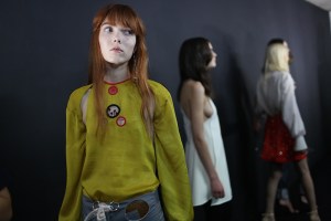 Backstage at Thomas Tait Spring 2016
