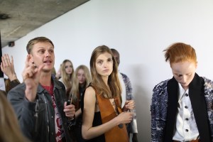 Backstage at Thomas Tait Spring 2016