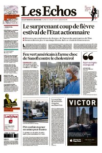 The front page of Les Echos