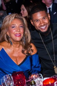 Denise Rich and Usher at the 2015 Angel Ball
