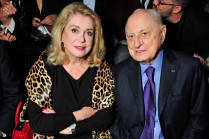 Catherine Deneuve and Pierre Bergé Front Row at Saint Laurent Spring 2016