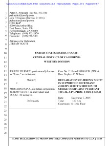 Declaration of Jeremy Scott ISO Anti-Slapp Motion