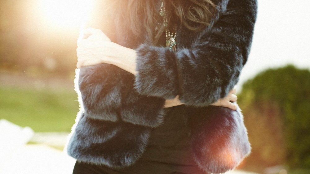 Karen Fairchild modeling a look from her collection.