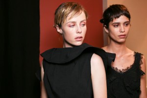 Backstage at Lanvin spring 2016