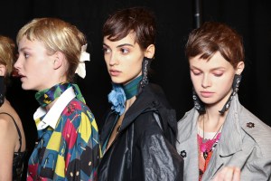 Backstage at Lanvin spring 2016