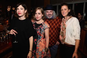 Carrie Brownstein and Corin Tucker of the band Sleater-Kinney, director Lance Bangs