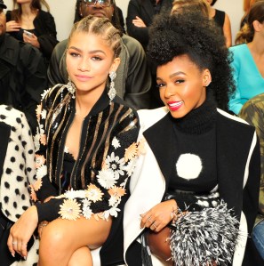 Zendaya Coleman and Janelle Monae front row at emanuel ungaro spring 2016