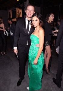 Channing Tatum with Jenna Dewan Tatum in Monique Lhuillier.