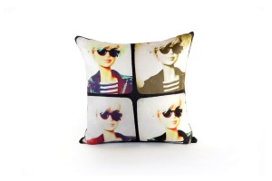 A pillow from the Barbie and Andy Warhol collection to be sold exclusively through Ron Robinson.