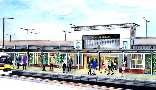illustration Bicester Village train station