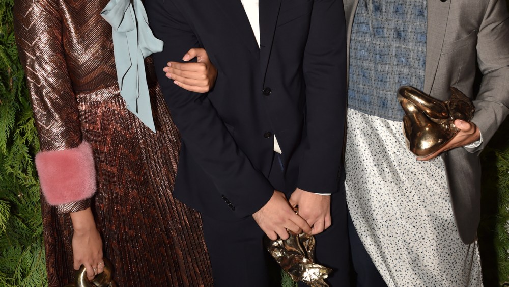 Aurora James, Jonathan Simkhai and Rio Uribe. 2015 CFDA/Vogue Fashion Fund Dinner