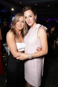 Jennifer Aniston with Jennifer Garner in Valentino.