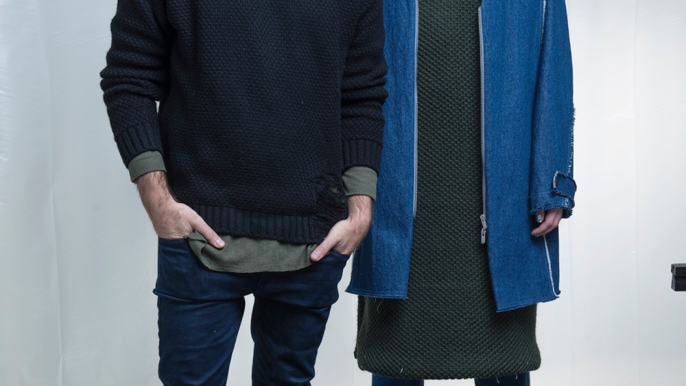 Daniel Silverstain and a model sporting a look from pre-fall 2016.