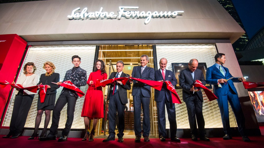 Ribbon cutting ceremony at Salvatore Ferragamo store on West Nanjing Road.