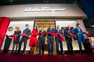 Ribbon cutting ceremony at Salvatore Ferragamo store on West Nanjing Road.