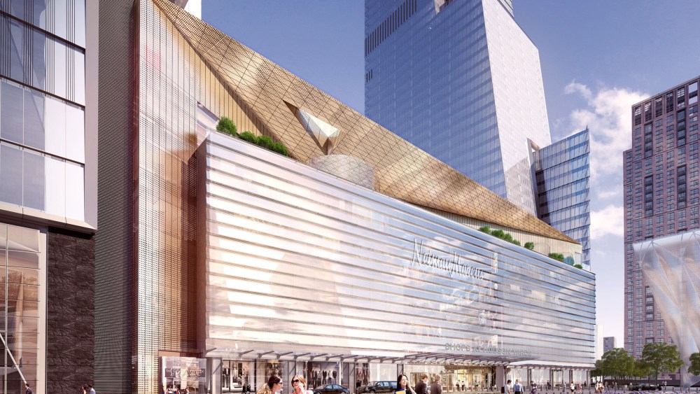 A rendering of the Public Plaza View from No 7 Subway Station.