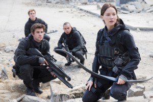 Jennifer Lawrence, Liam Hemsworth in "Hunger Games: Mockingjay, Part 2."