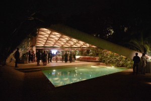 The scene at John Lautner-designed Sheats Goldstein Residence in Beverly Hill.
