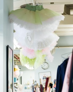 Nutcracker: Sugarplum Fairy costumes hang from the ceiling at NYCB’s costume shop.