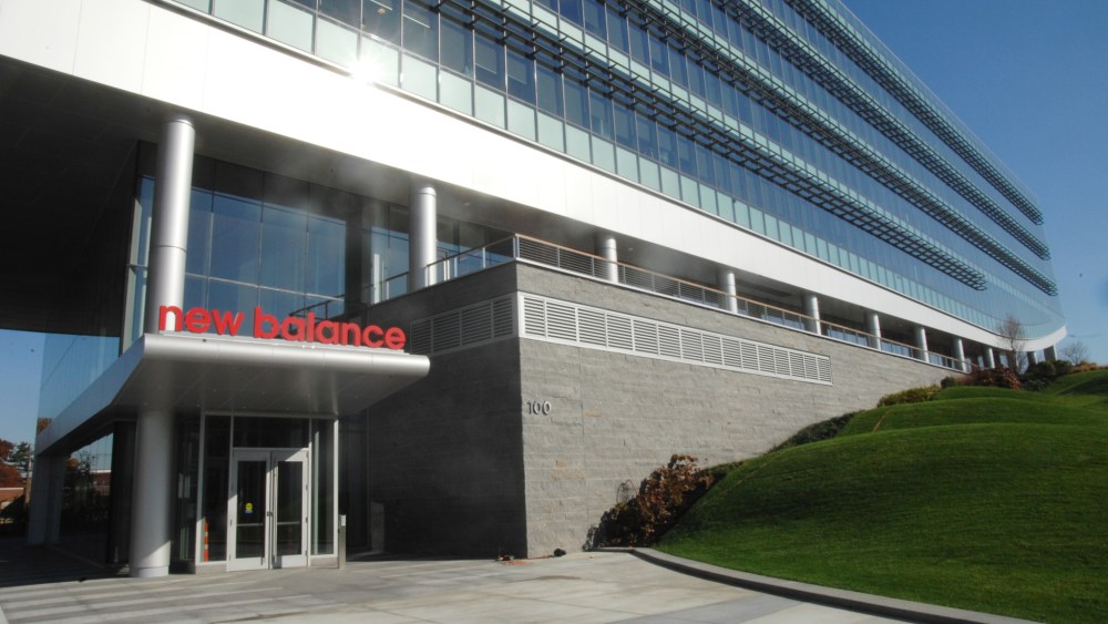 Outside the New Balance Headquarters.
