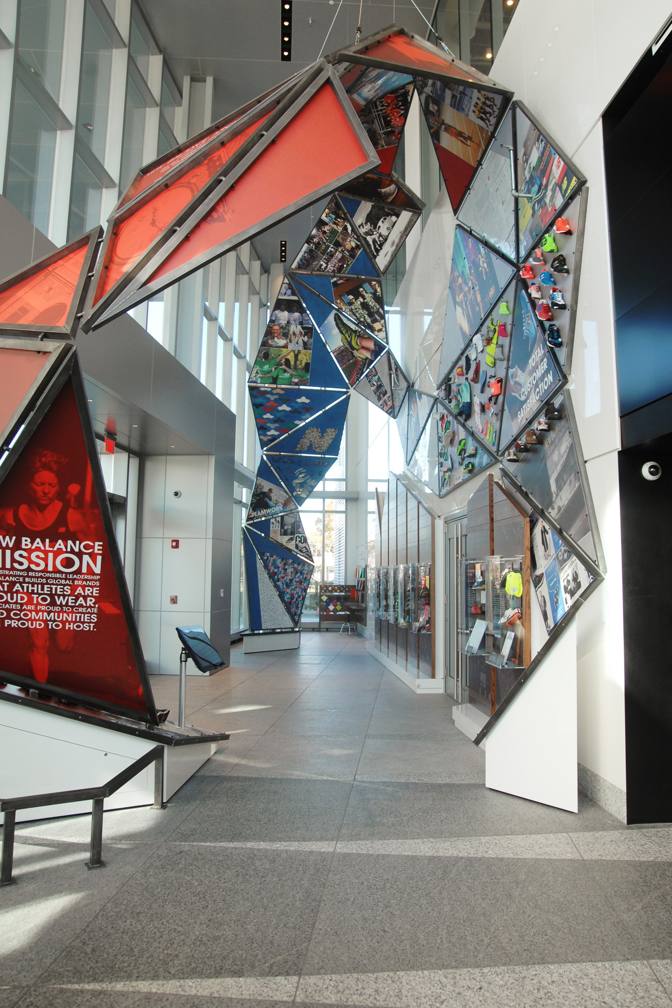 The lobby at the New Balance headquarters.