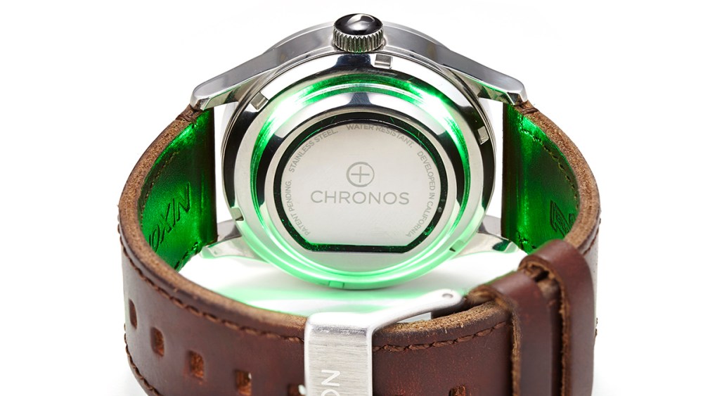 Chronos, a piece of hardware that sits discreetly beneath an existing timepiece in consumers' collections. $99- $129
