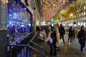 Outside Printemps in Paris.