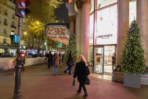 Outside Printemps in Paris.