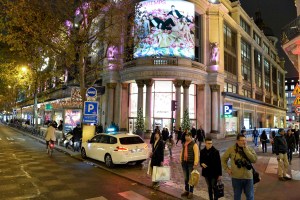 Outside Printemps in Paris.