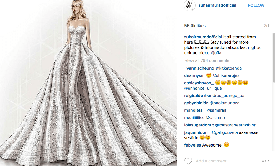 Zuhair Murad sketch Sofia Vergara Wedding Dress
