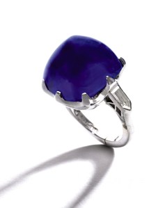 Platinum, kashmir sapphire and diamond ring.