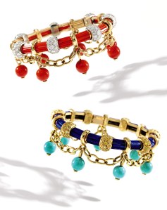18 karat gold, platinum, coral and diamond ' Drapé' bracelet, Schlumberger for Tiffany & Co., France.