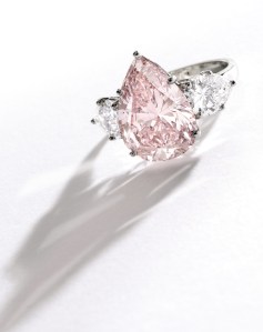 Platinum, fancy pink diamond and diamond ring.