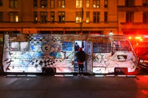 The scene outside the Whitney.