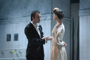 Jérémy Lopez and Suliane Brahim on the stage of the Comédie-Française for the rehearsal of 'Roméo et Juliette'