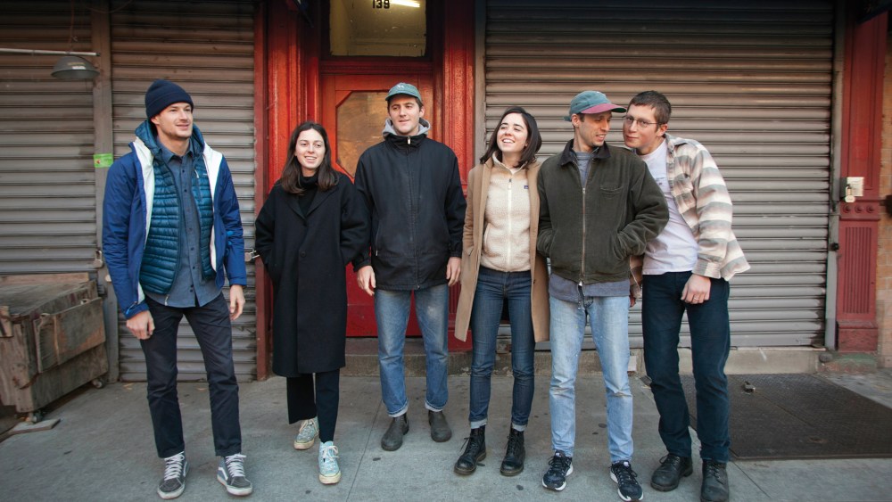 Auto Body’s Tyler Healy, Claire Read, Will Rose, Aria McManus, Sunset Drive Gallery’s Evan Robarts and Auto Body’s Charlie Stravinsky.