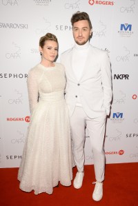 Elisha Cuthbert in Matthew Gallagher with designer.