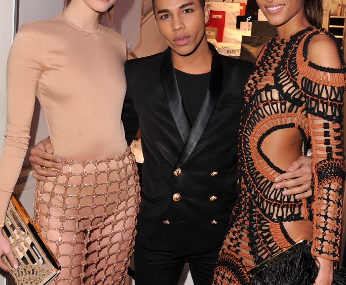 Monika Jagaciak, Olivier Rousteing and Cindy Bruna