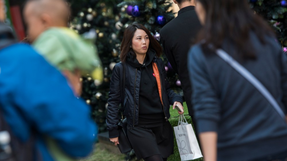 A shopper in Hong Kong