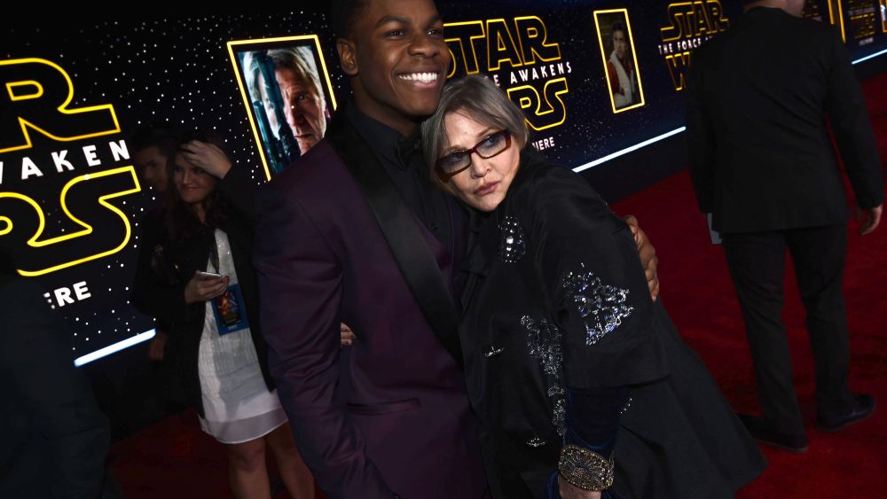 John Boyega and Carrie Fisher