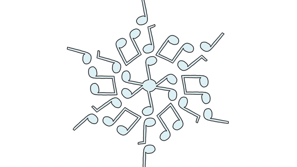 Illustration: Musical notes snowflake