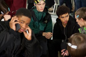 Backstage at Raf Simons men's RTW Fall 2016