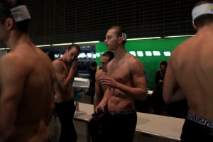 Backstage at Versace Men's Fall 2016