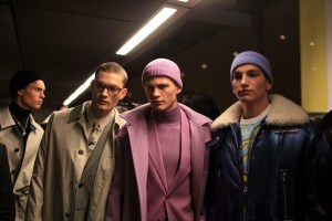 Backstage at Versace Men's Fall 2016