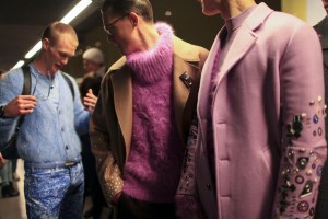 Backstage at Versace Men's Fall 2016