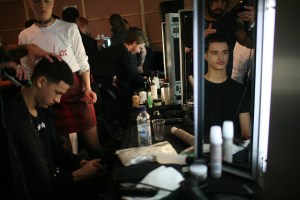 Backstage at Christopher Raeburn Men's Fall 2016