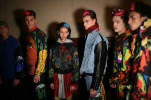 Backstage at Moschino Men's Fall 2016