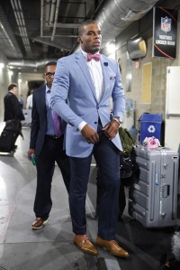 Cam Newton at a postgame press conference during the 2015 season.