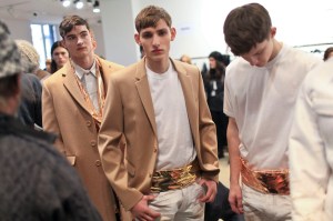 Backstage at Calvin Klein Collection Men's Fall 2016